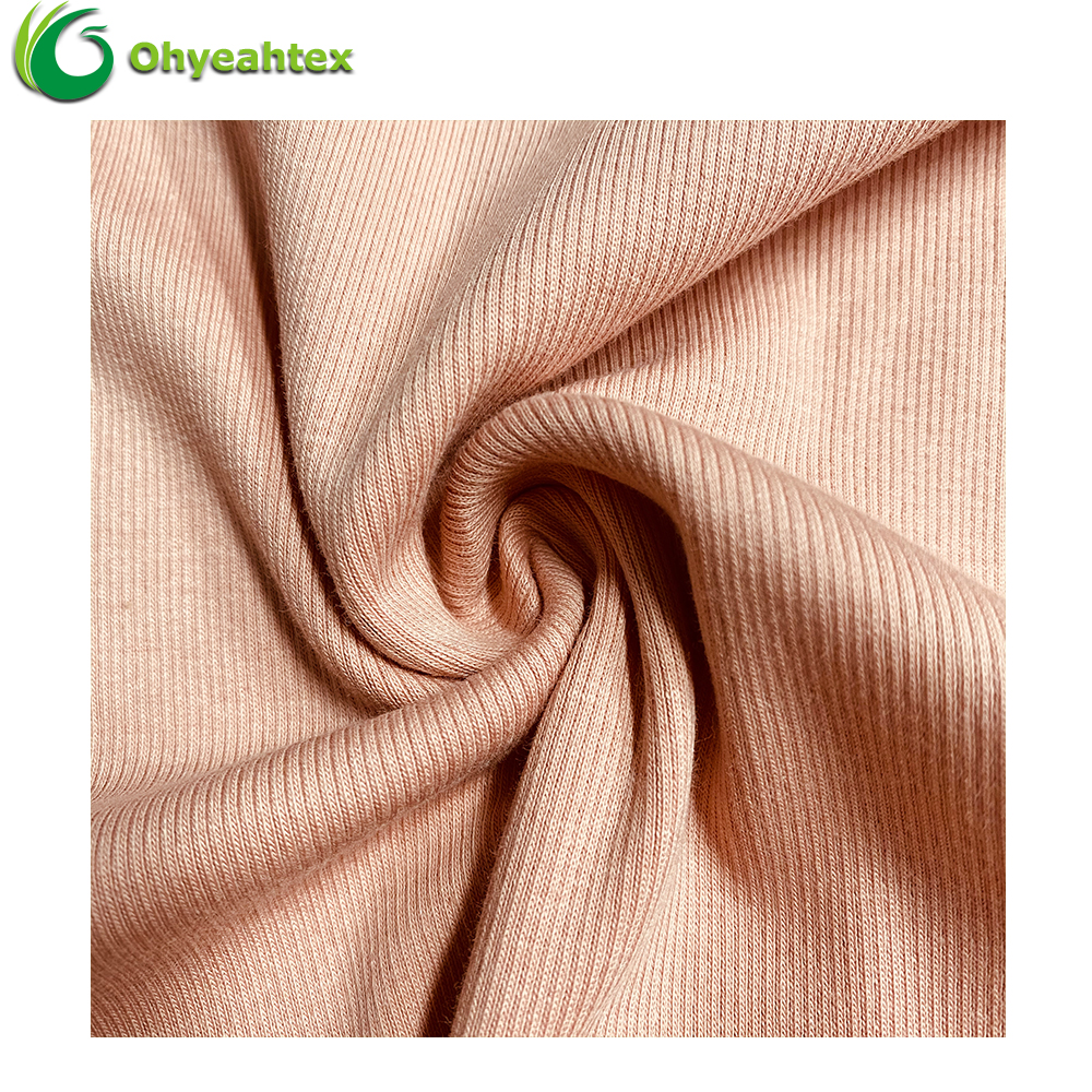透气亲肤可定制颜色100% 纯有机棉氨纶2X2螺纹面料
